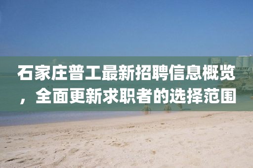 石家莊普工最新招聘信息概覽，全面更新求職者的選擇范圍