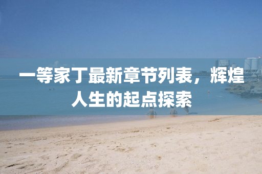 一等家丁最新章節(jié)列表，輝煌人生的起點(diǎn)探索