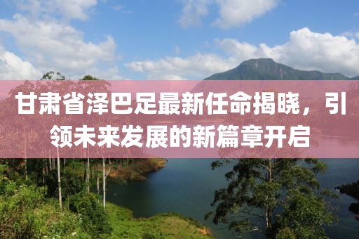 甘肅省澤巴足最新任命揭曉，引領(lǐng)未來發(fā)展的新篇章開啟