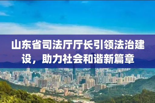 山東省司法廳廳長引領(lǐng)法治建設(shè)，助力社會和諧新篇章