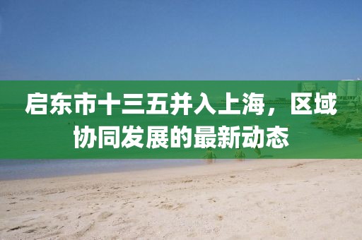啟東市十三五并入上海，區(qū)域協(xié)同發(fā)展的最新動態(tài)