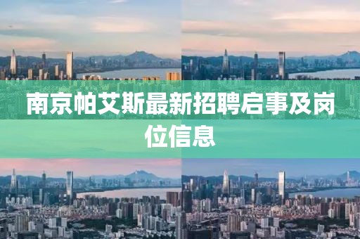 南京帕艾斯最新招聘啟事及崗位信息